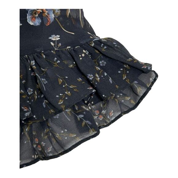 Ulla Johnson Dakota Silk Drawstring Waist Long Sleeve Floral Navy Dress Size 0 - Picture 8 of 16